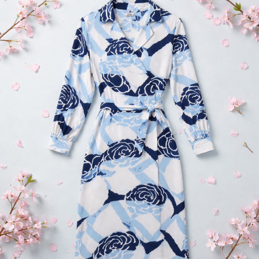 an an londree Blau, Weiß 36 Seide