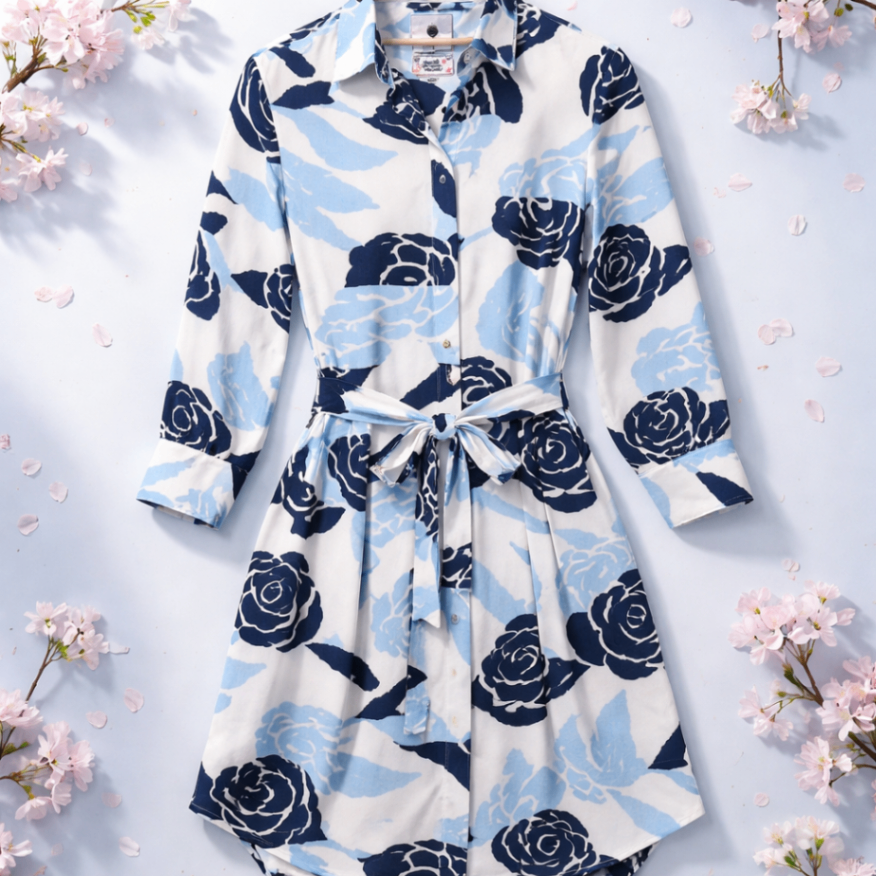 an an londree Blau, Weiß 36 Seide