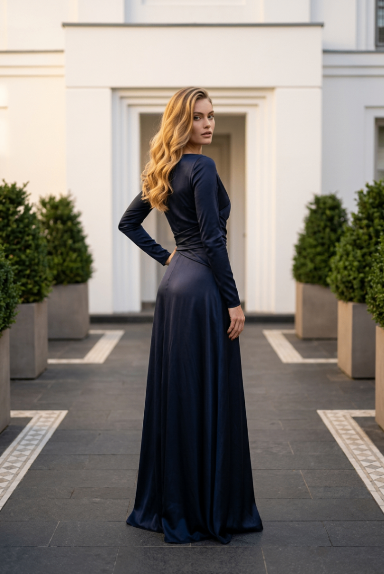 Talbot Runhof Dunkelblau 38 Satin