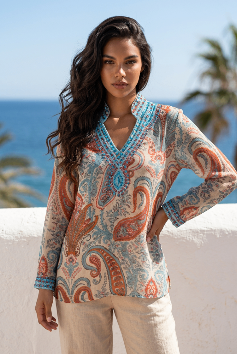 Malvin Mehrfarbig (Beige, Blau, Orange) 38 Seide