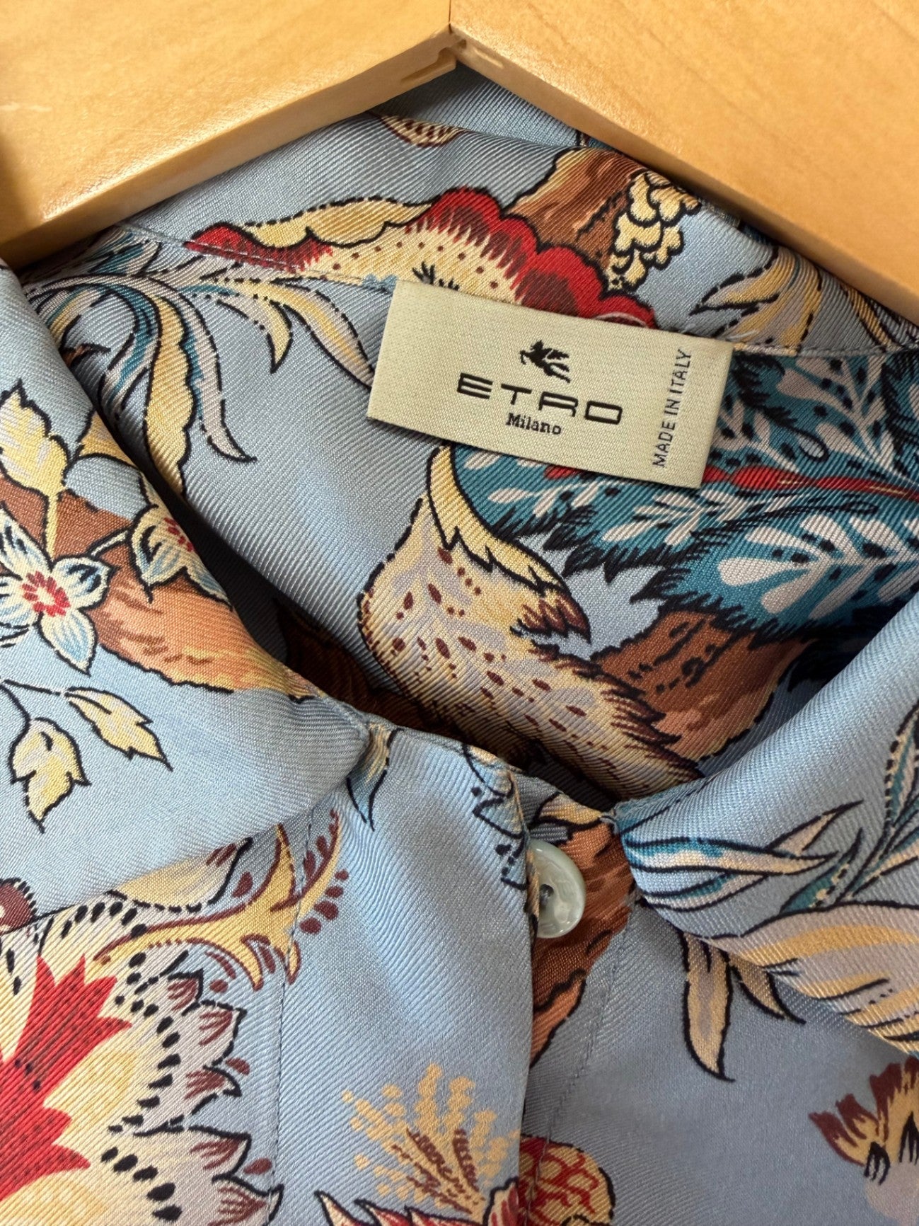 ETRO Blau mit buntem Blumenmuster 42 Seide