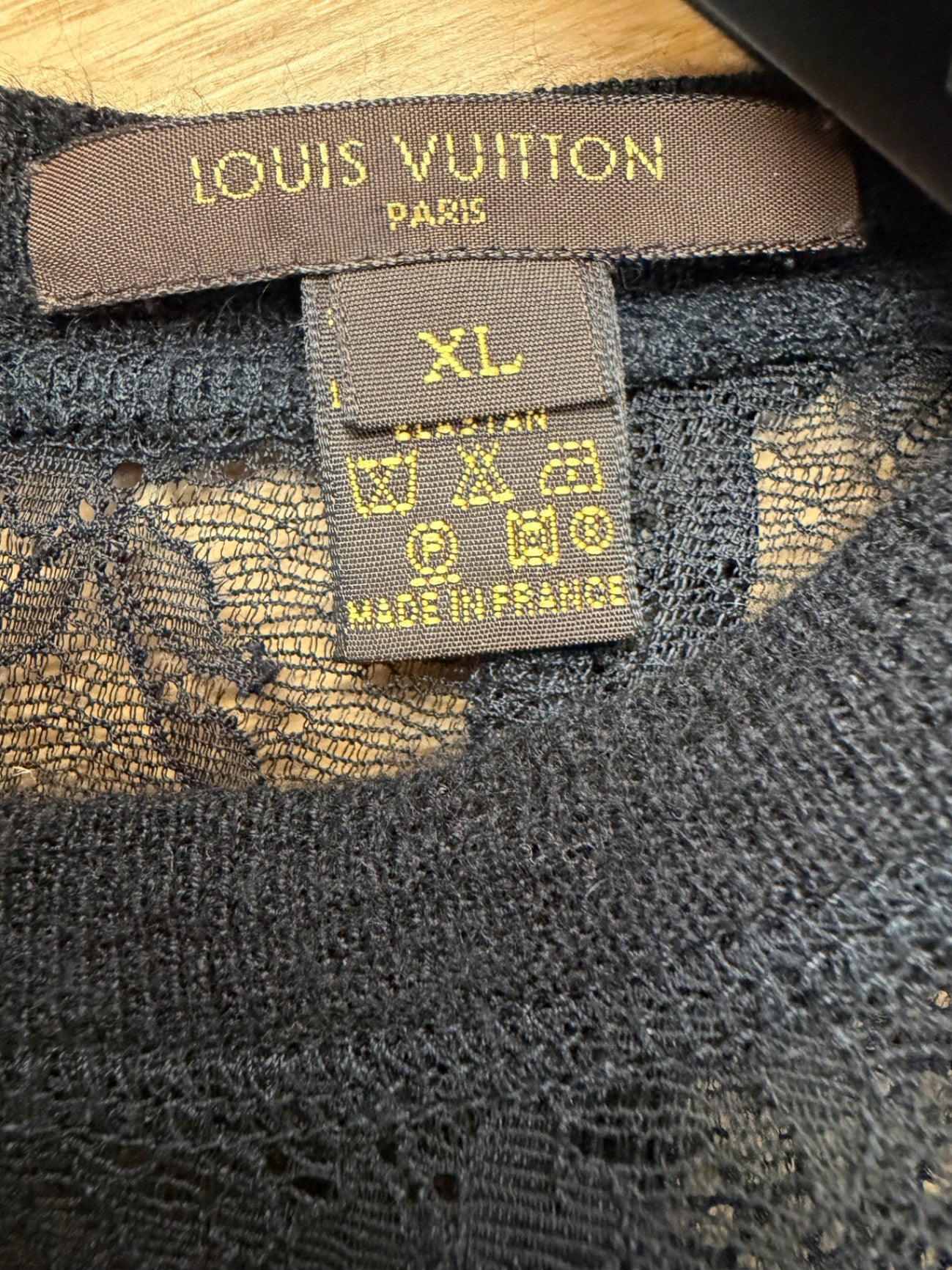Louis Vuitton Spitzenbluse Schwarz 38