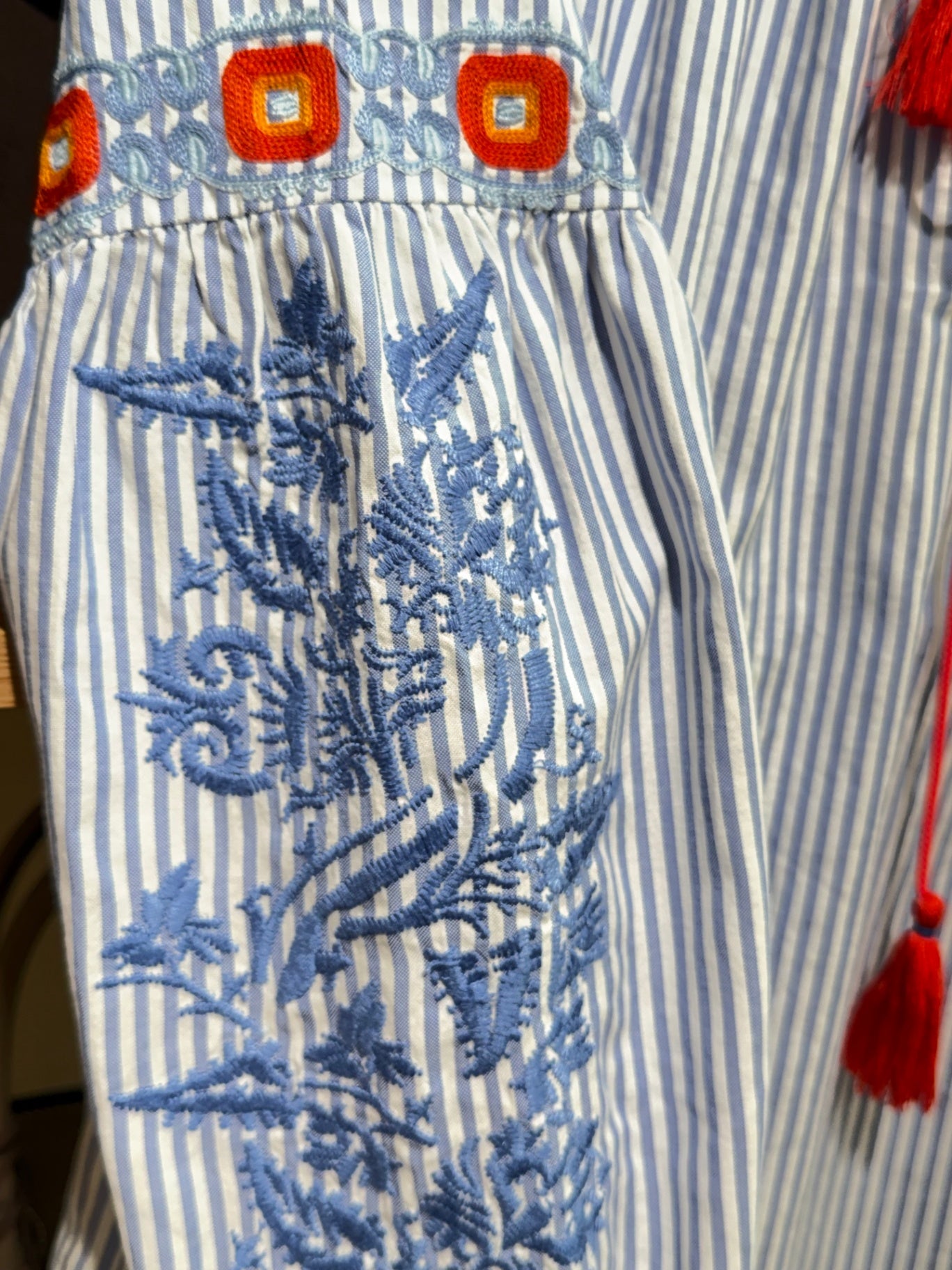 Tory Burch Blau-weiß gestreift mit Stickerei 38 Baumwolle