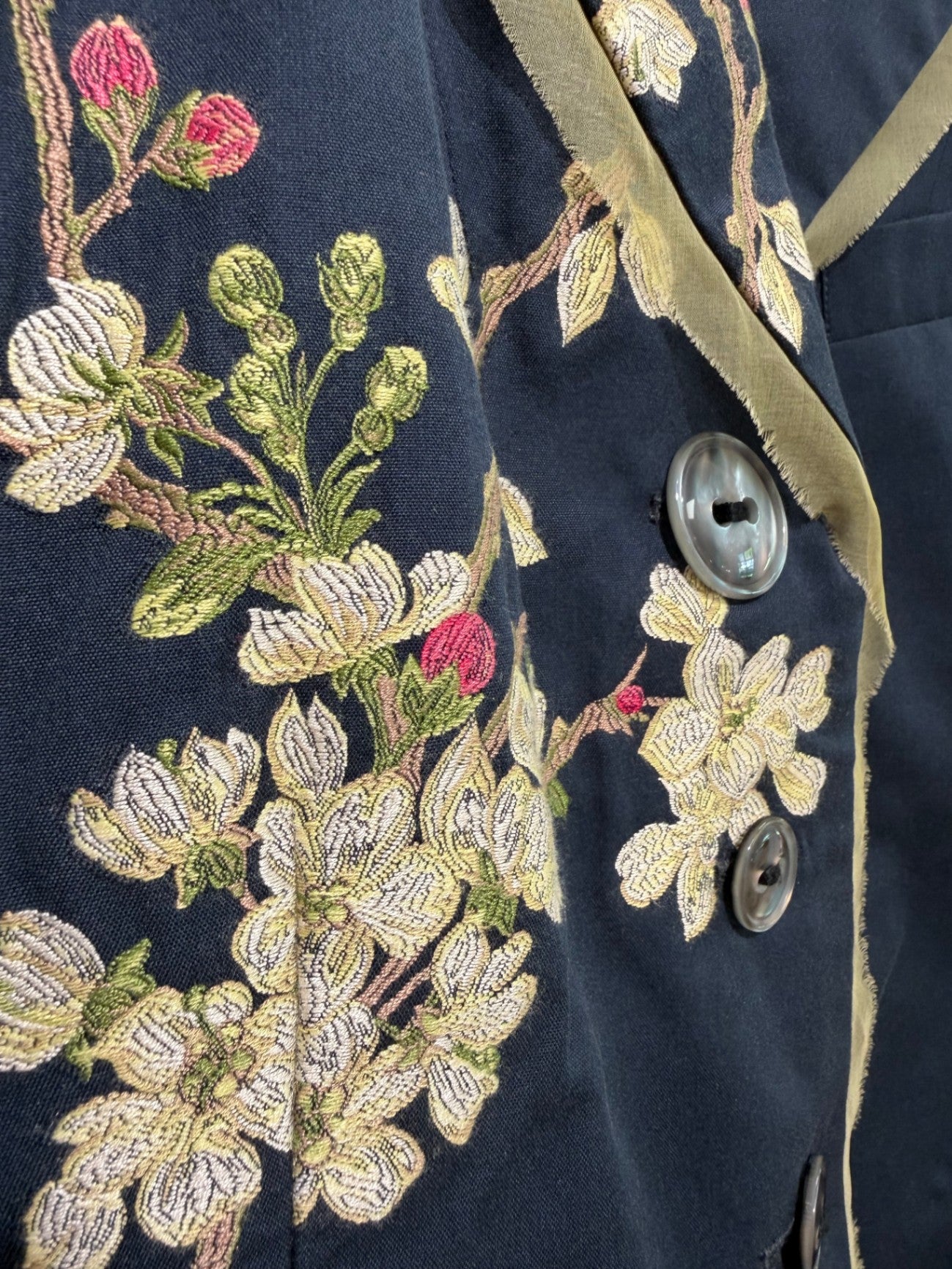 Kenzo Dunkelblau mit gesticktem floralem Muster 40 Baumwolle/Viscose