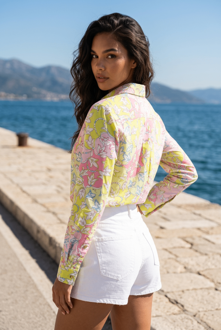 Emilio Pucci Mehrfarbig (Pink, Blau, Gelb, Weiß) 40 Baumwolle /Elastan