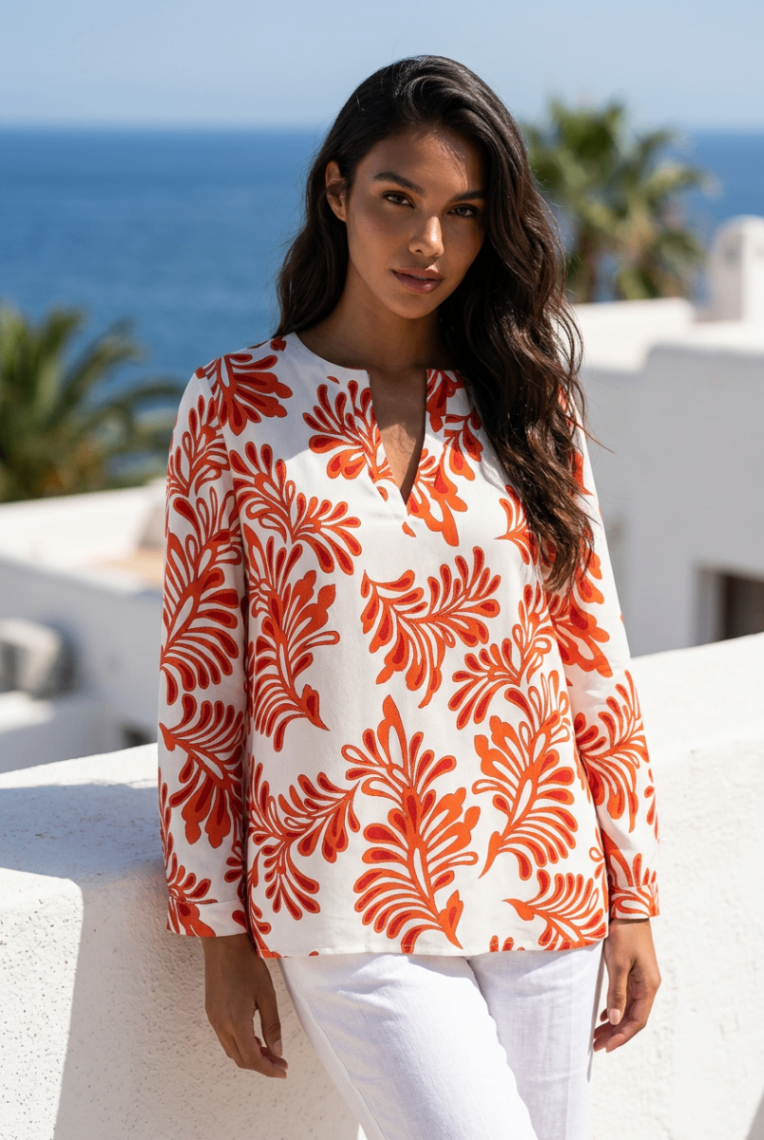 Bea Tricia Bluse Creme, Orange 40 Polyester