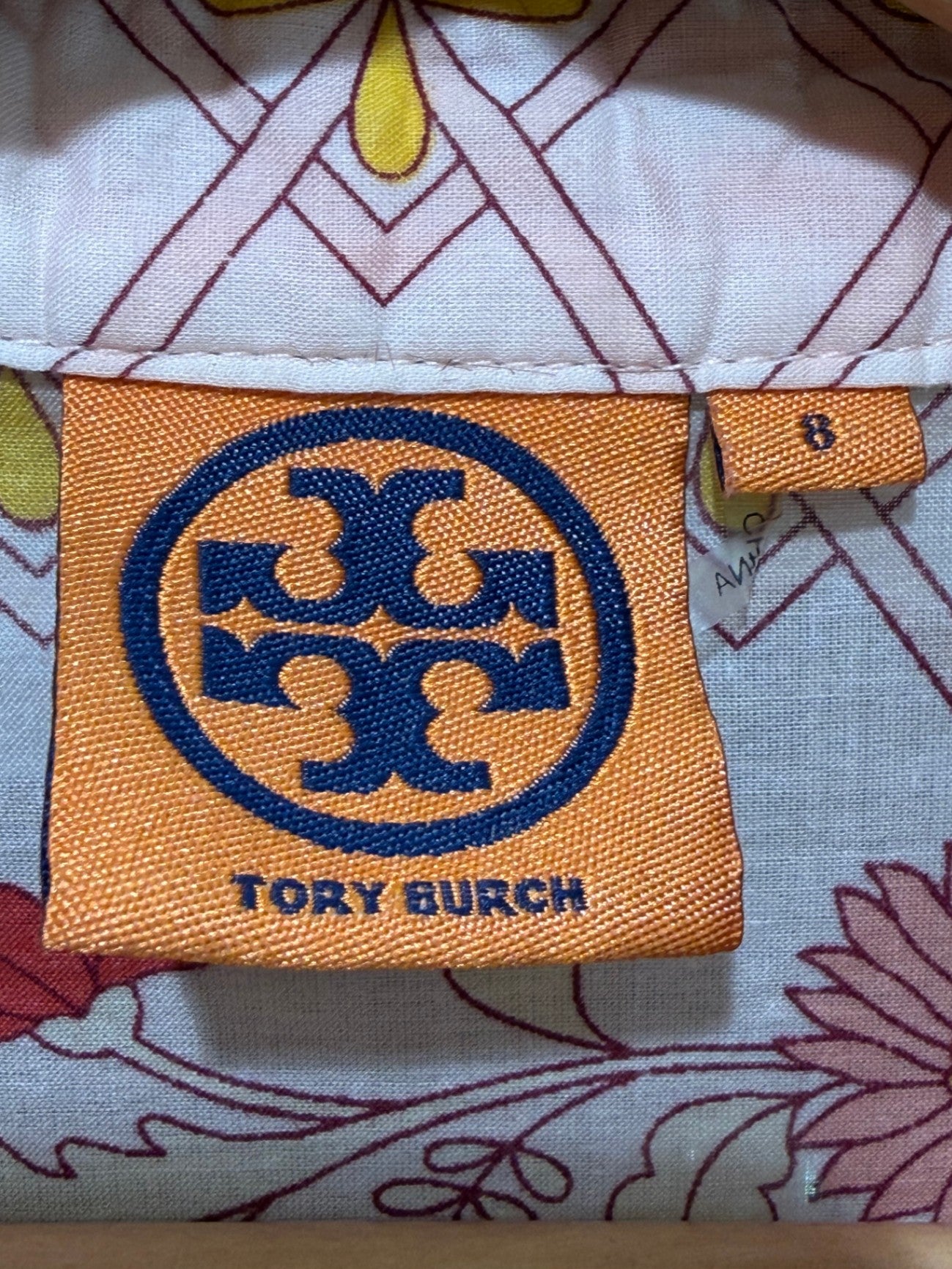 Tory Burch Weiß, Rot, Gelb, Rose 8 Baumwolle, Stickereien, Perlen, Fäden