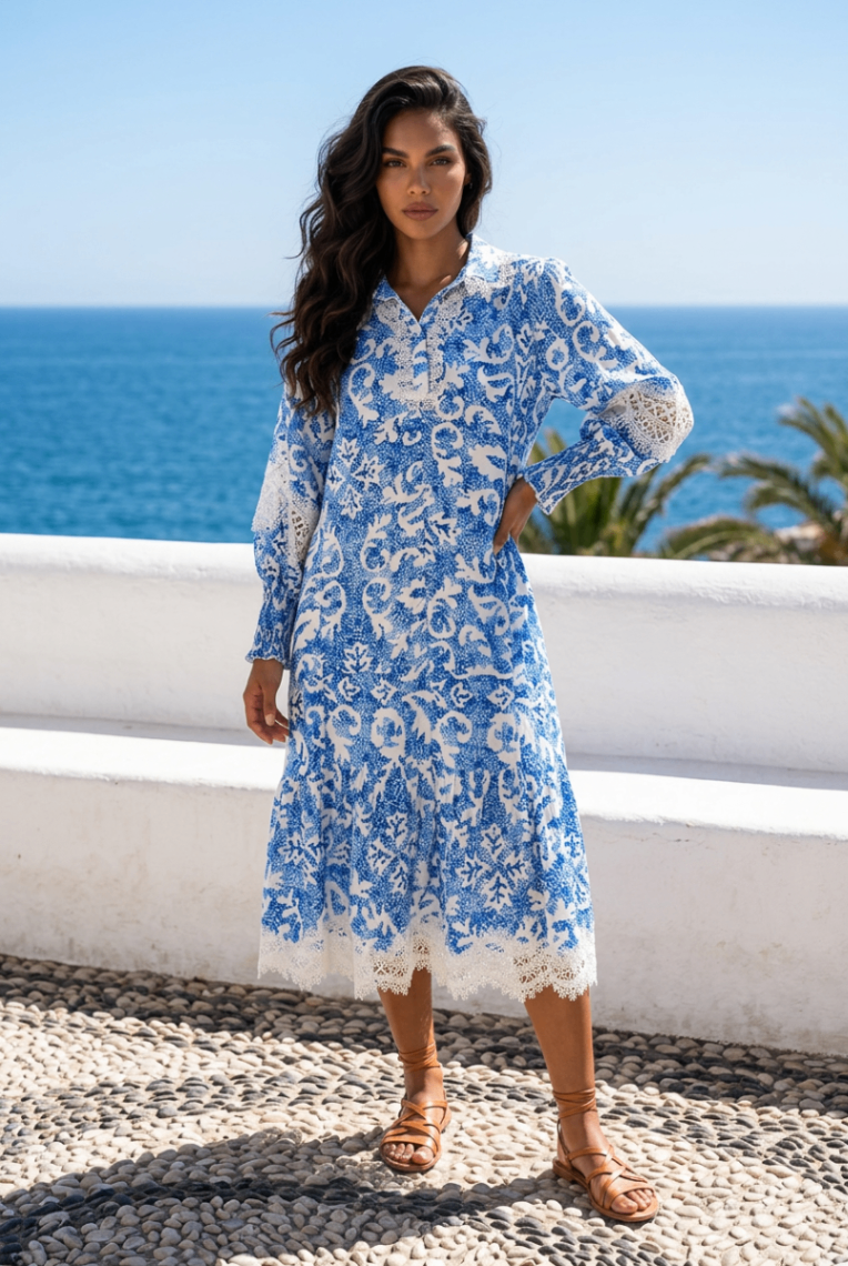 Miss June Blau und Weiß 40 Viscose