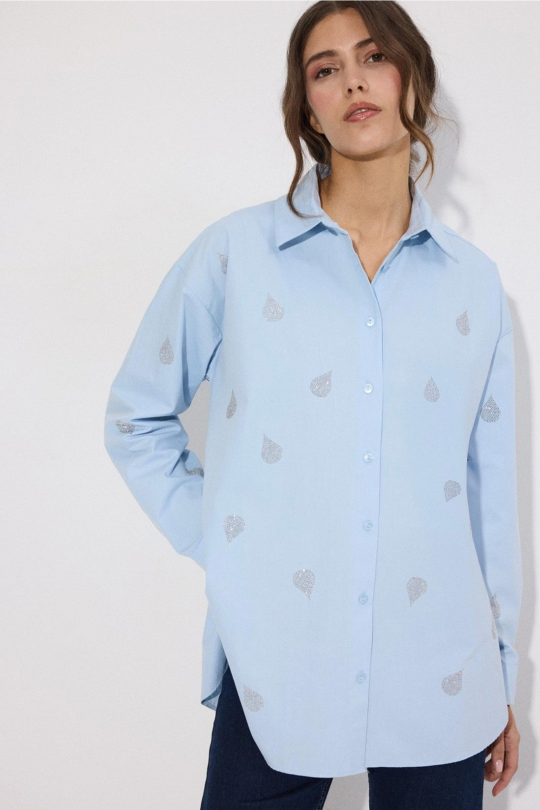 Touchè Hemdbluse Hellblau L Organisch Baumwolle