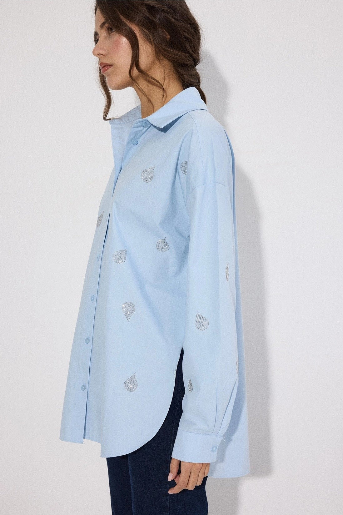 Touchè Hemdbluse Hellblau L Organisch Baumwolle