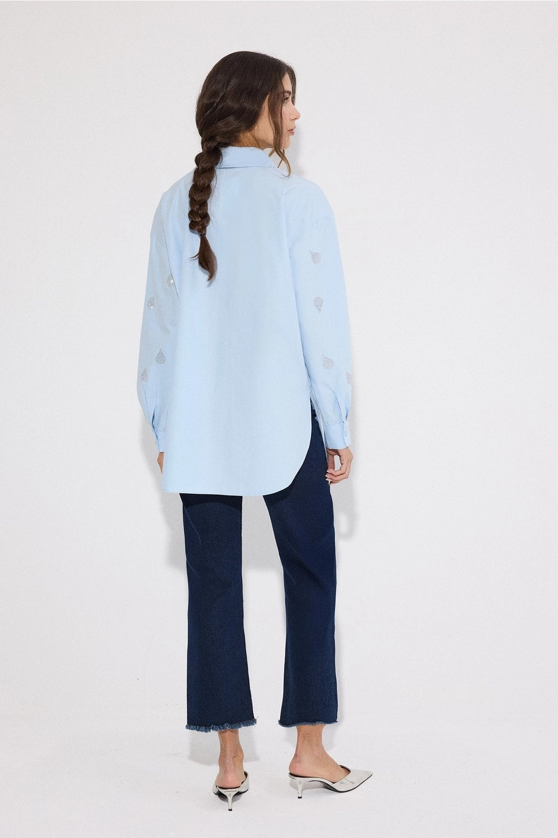 Touchè Hemdbluse Hellblau/ Glitzer 38 Baumwolle