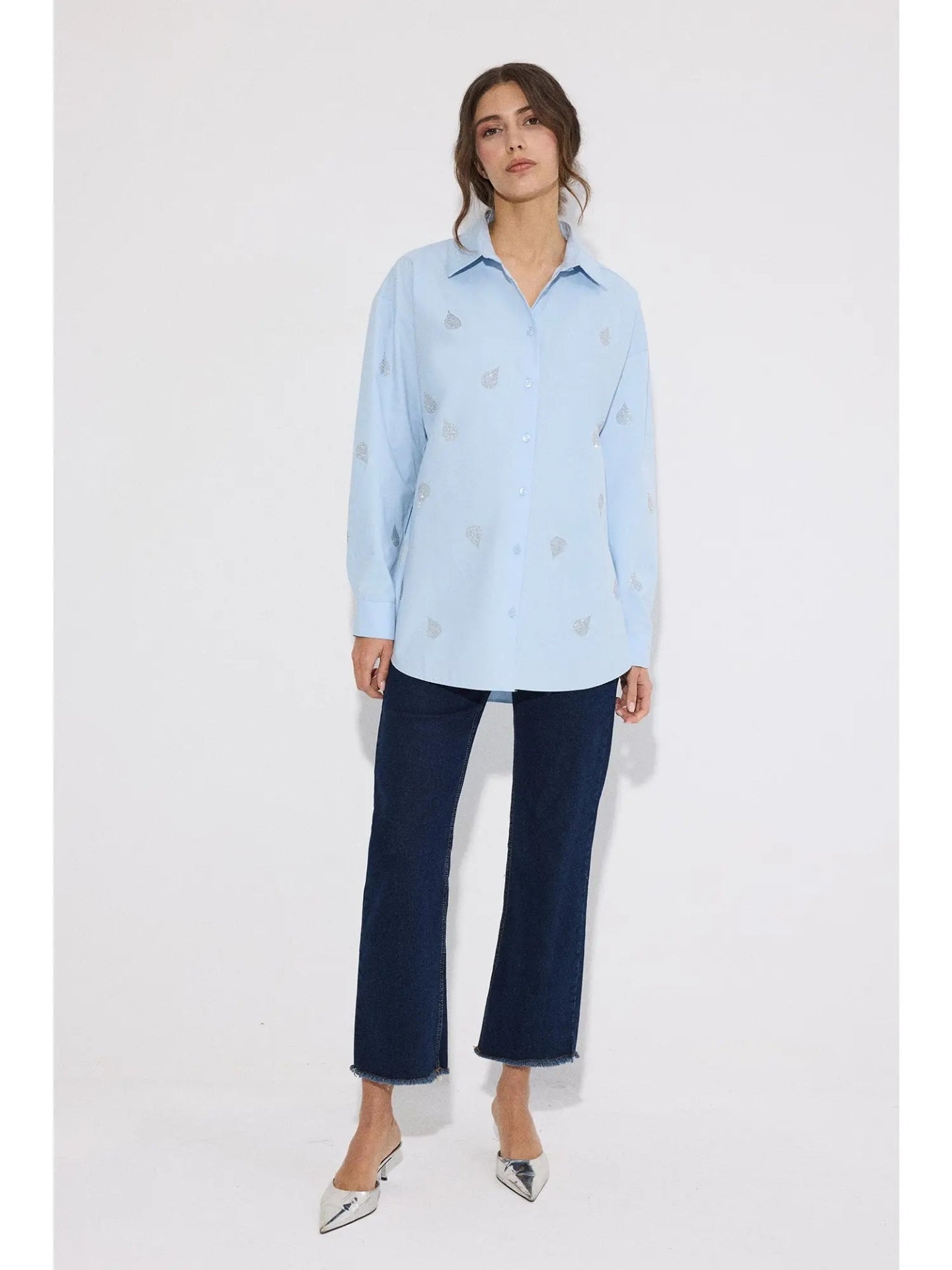 Touchè Hemdbluse Hellblau L Organisch Baumwolle