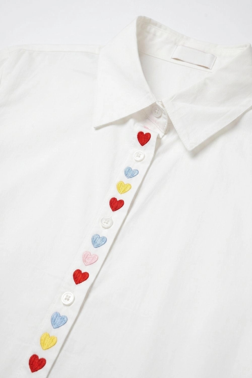 Q2 Bluse Weiß bunte Herzen 38 Baumwolle