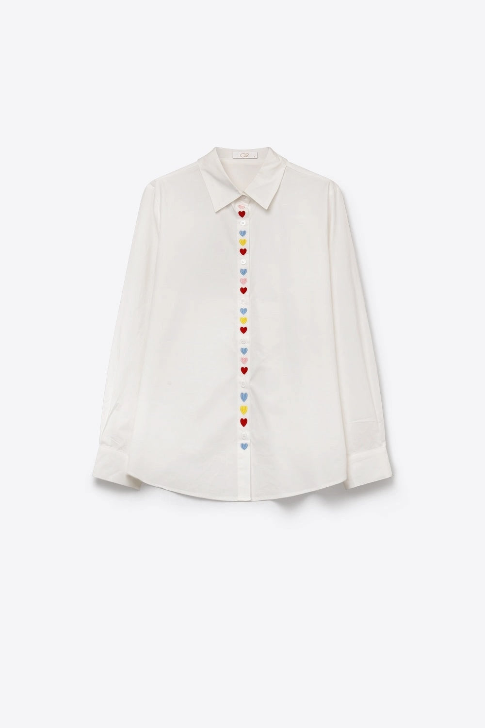 Q2 Bluse Weiß bunte Herzen 38 Baumwolle