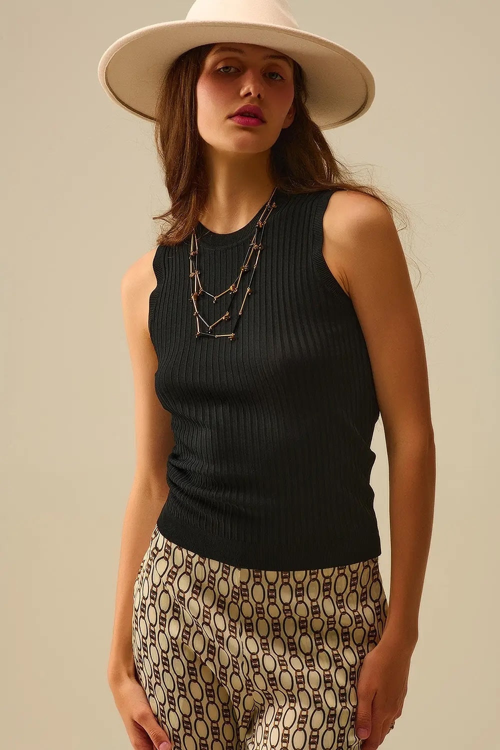 Q2 Schwarz gerippt Uni Baumwolle/Viscose
