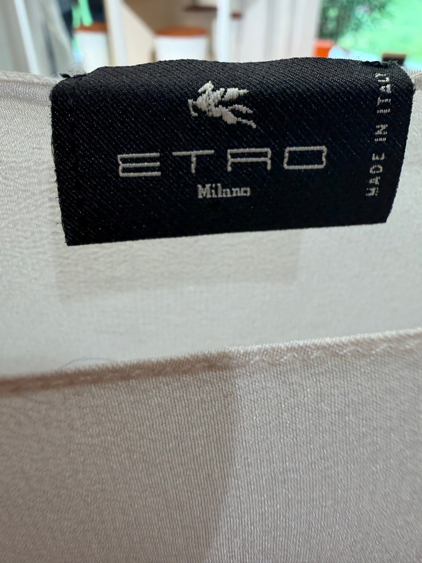 ETRO Milano Weiß mit Blaublütetransfer 38 Seide