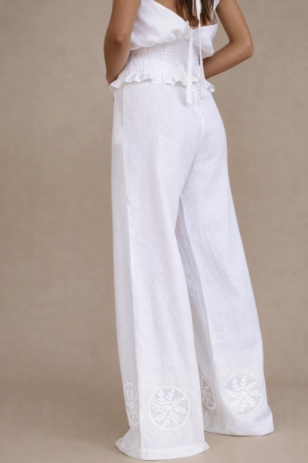 ROURI Kenna Hose Weiß 40 Leinen