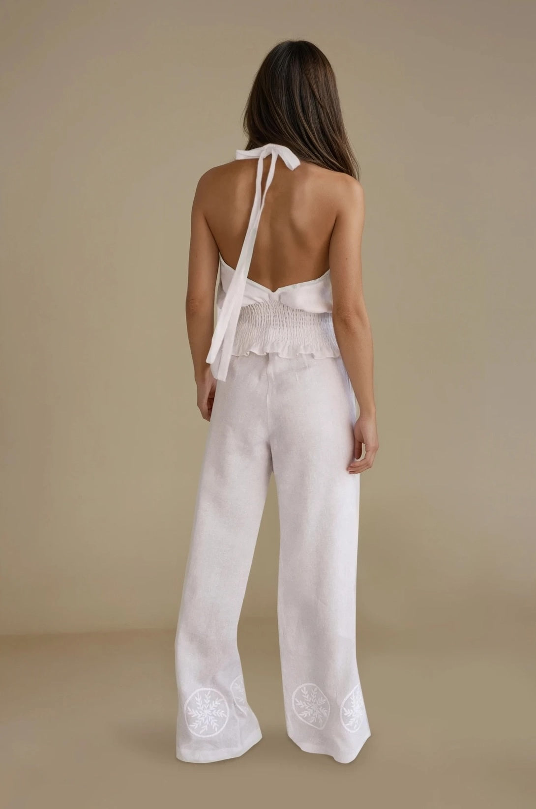 ROURI Kenna Hose Weiß 38 Leinen