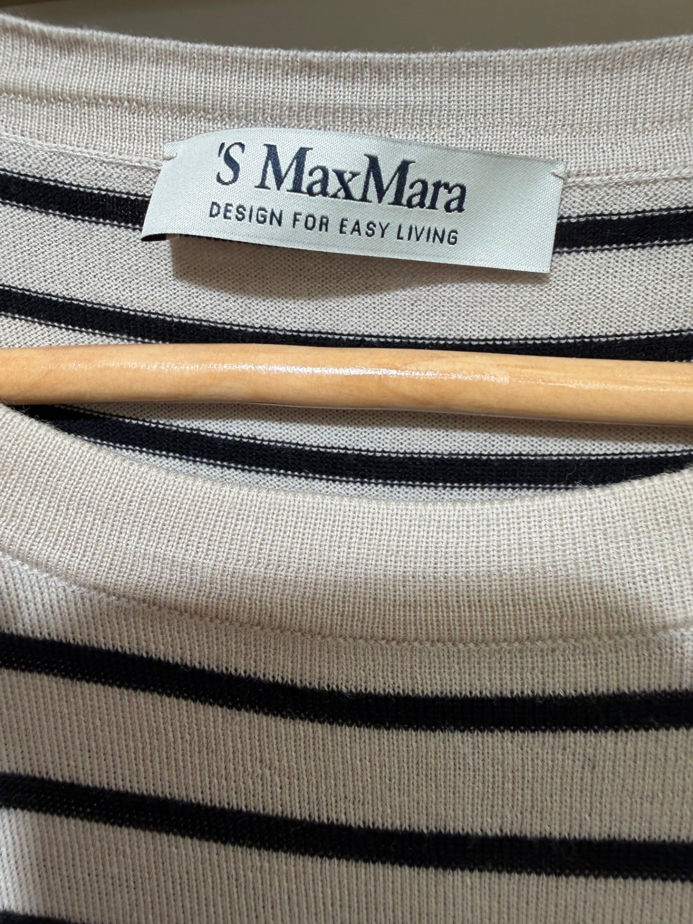 S Max Mara Beige mit schwarzen Streifen 40 Baumwolle/Seide