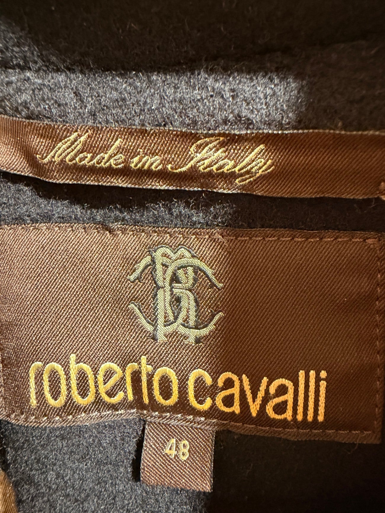 Roberto Cavalli Mantel Schwarz 38 Wolle
