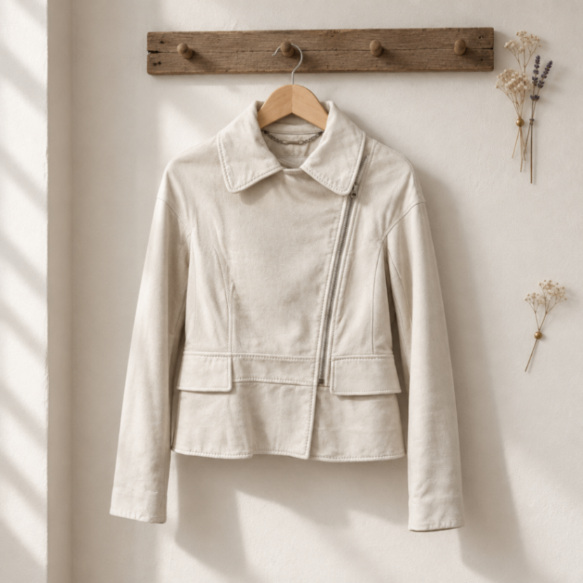 Bally Lederjacke Beige 36 Lammleder