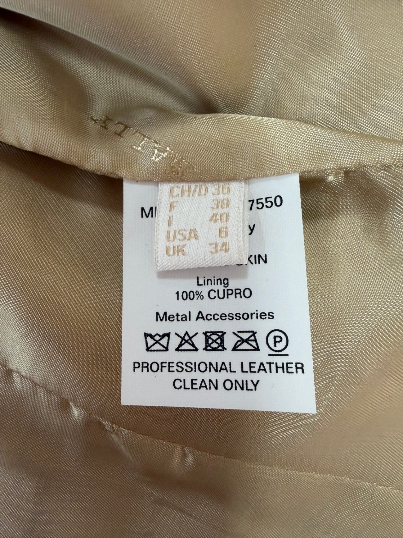 Bally Lederjacke Beige 36 Lammleder