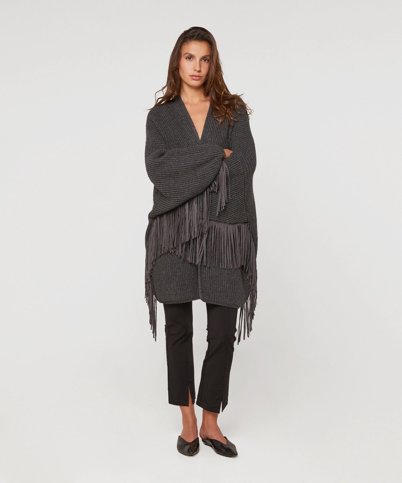 RODIER Dunkelgrau Uni Merino & Mischgewebe