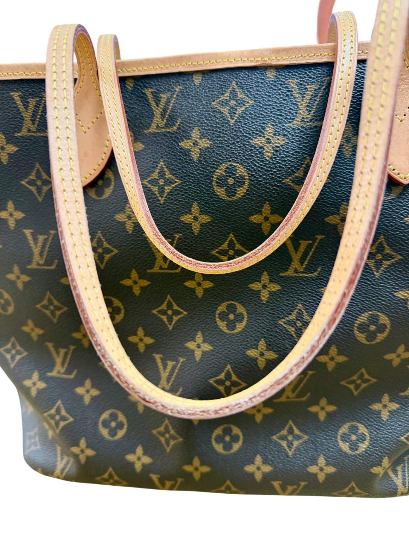 Louis Vuitton Braun mit Louis Vuitton Monogramm Neverfull MM Canvas und Leder