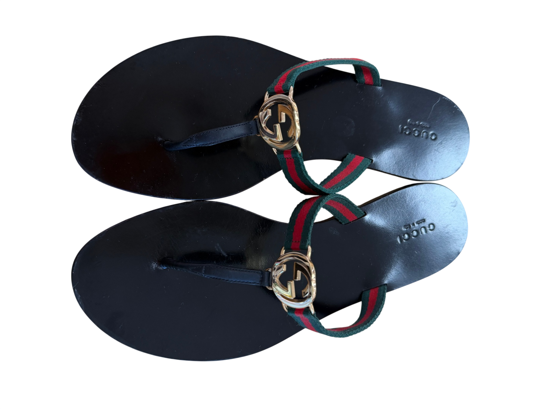 Gucci Sandale Schwarz/ Rot/ Grün 42 Leder