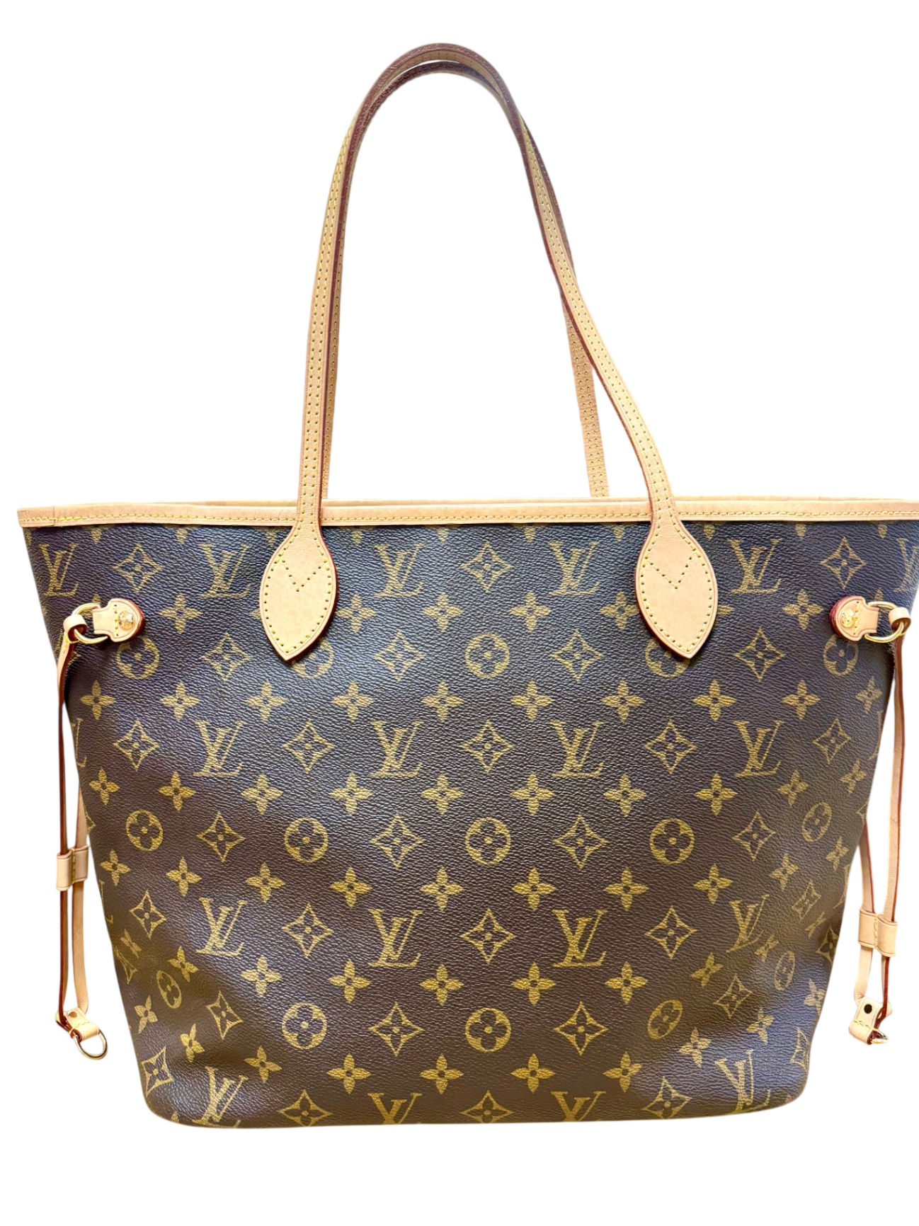 Louis Vuitton Braun mit Louis Vuitton Monogramm Neverfull MM Canvas und Leder