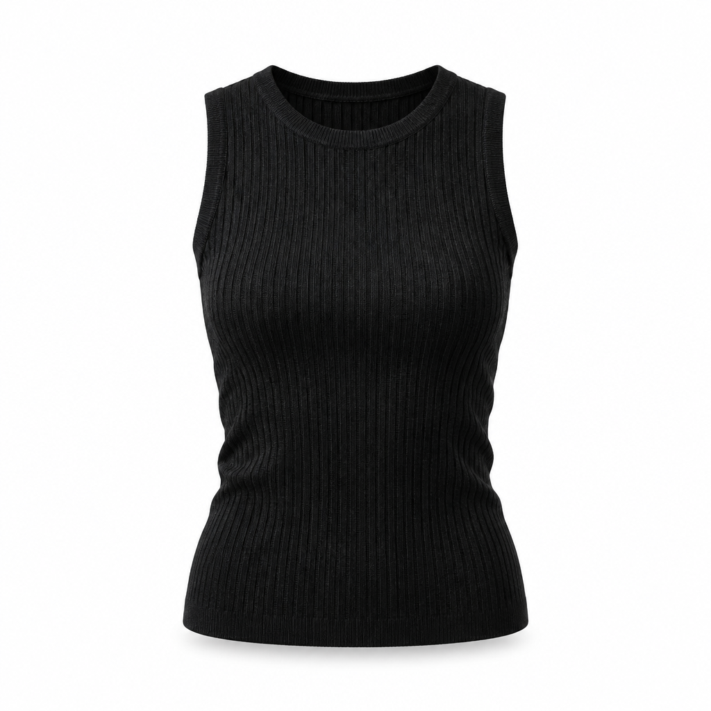 Q2 Schwarz gerippt Uni Baumwolle/Viscose