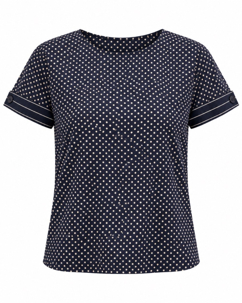 Unbekannt Marineblau mit weißen Punkten M Unbekannt, vermutlich Polyester