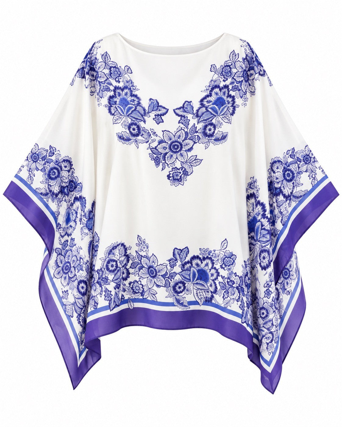 ETRO Milano Weiß mit Blaublütetransfer 38 Seide