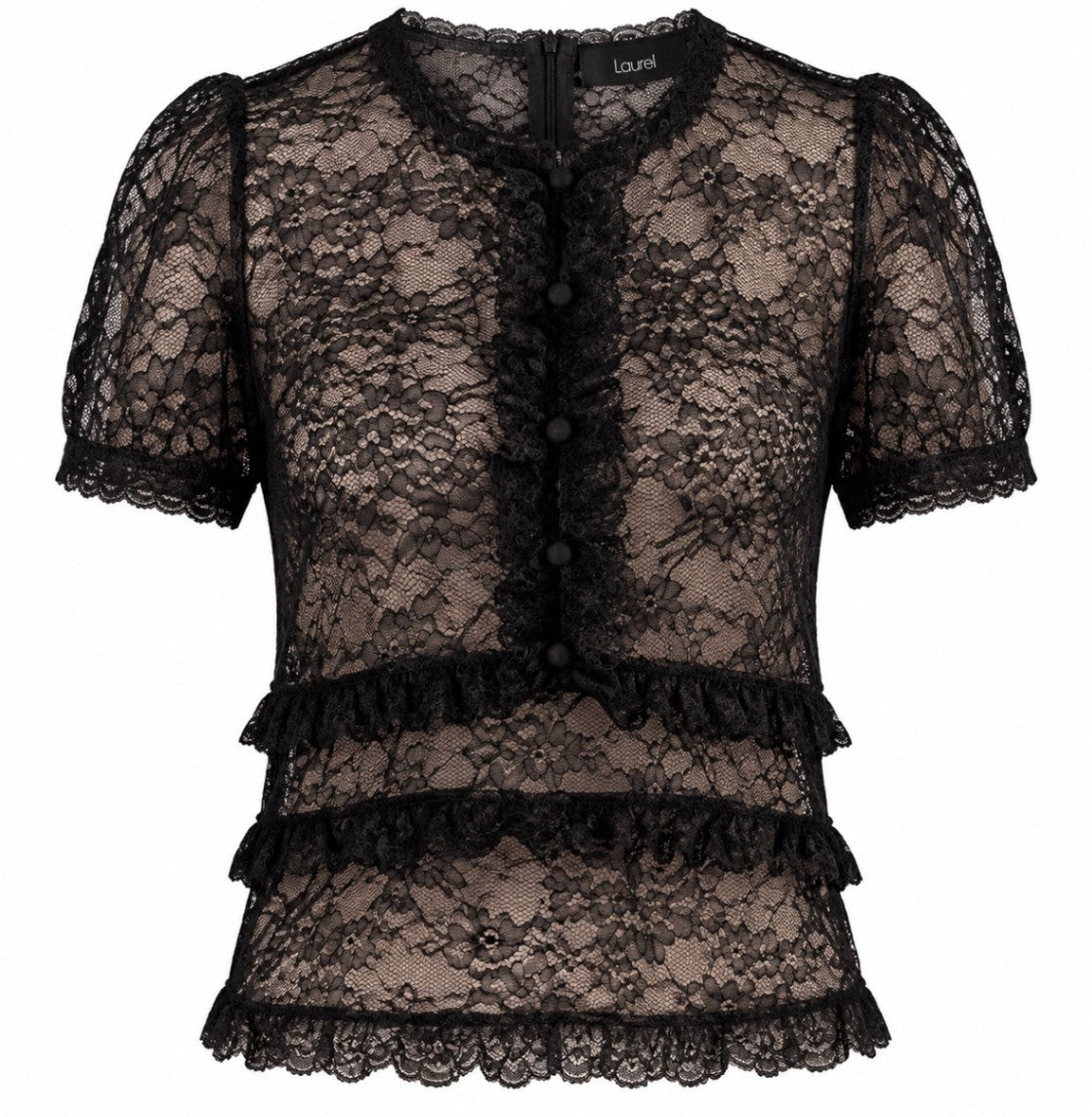 Louis Vuitton Spitzenbluse Schwarz 38