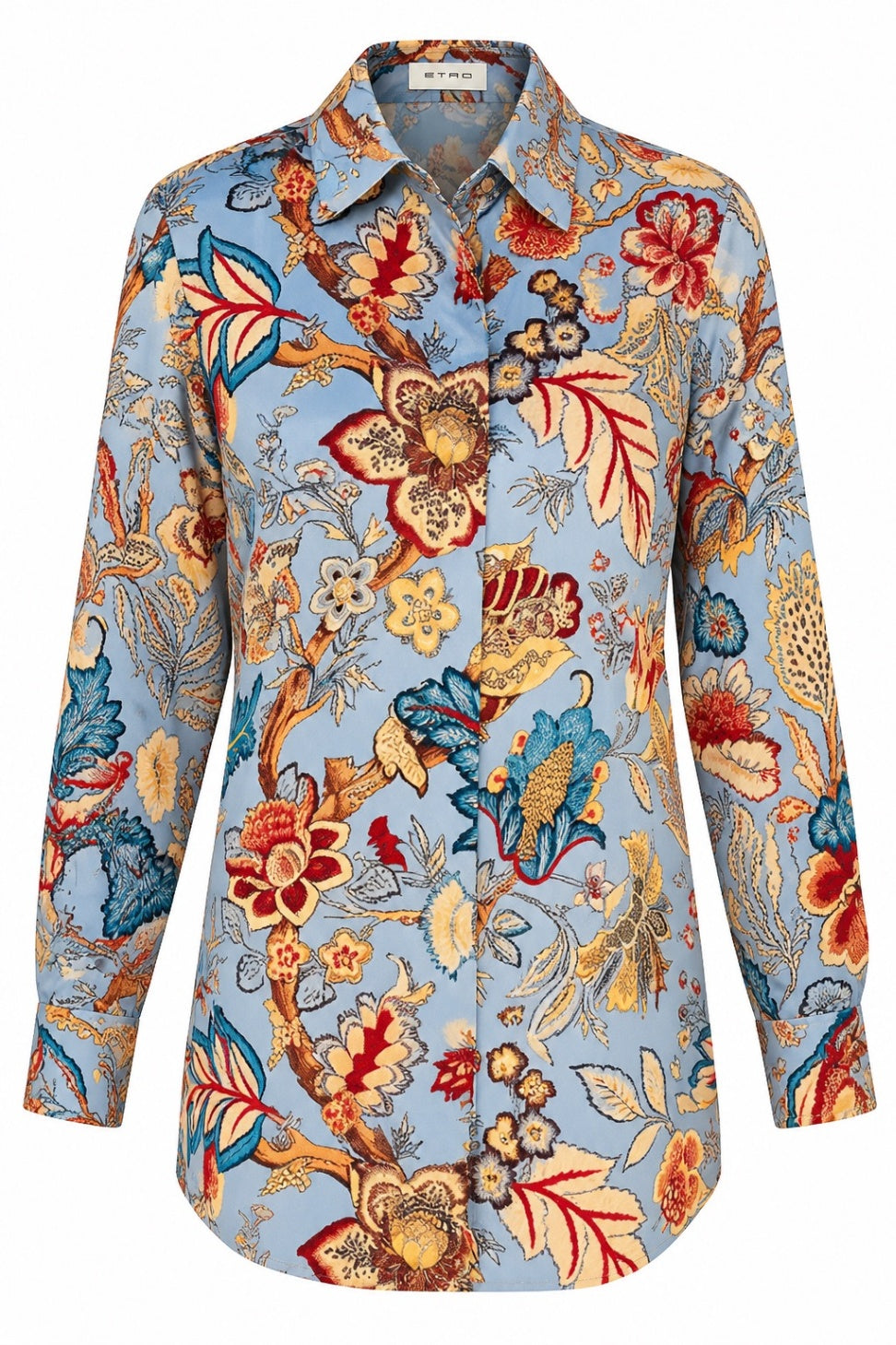 ETRO Blau mit buntem Blumenmuster 42 Seide