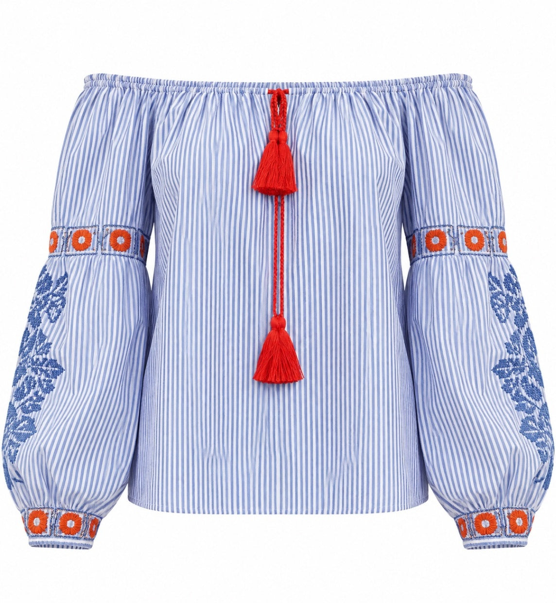 Tory Burch Blau-weiß gestreift mit Stickerei 38 Baumwolle