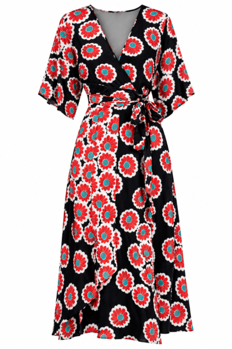Diane von Fürstenberg Schwarz, Rot, Weiß 38 Seide Polyester