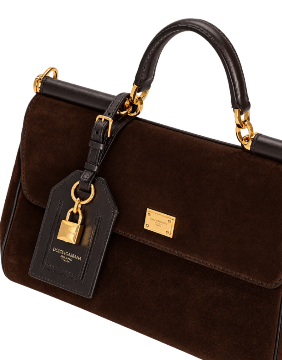 Dolce & Gabbana My Sicily Suede Shoulder Bag in Brown