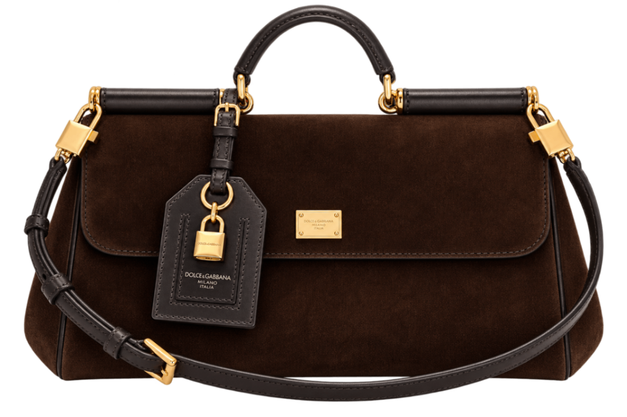 Dolce & Gabbana My Sicily Suede Schultertasche in Braun