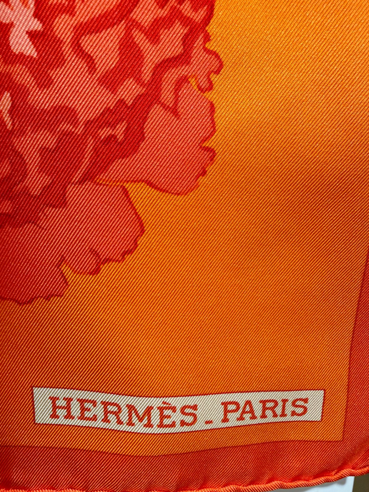 Hermès Orange, Rot, Grün 90x90 Seide