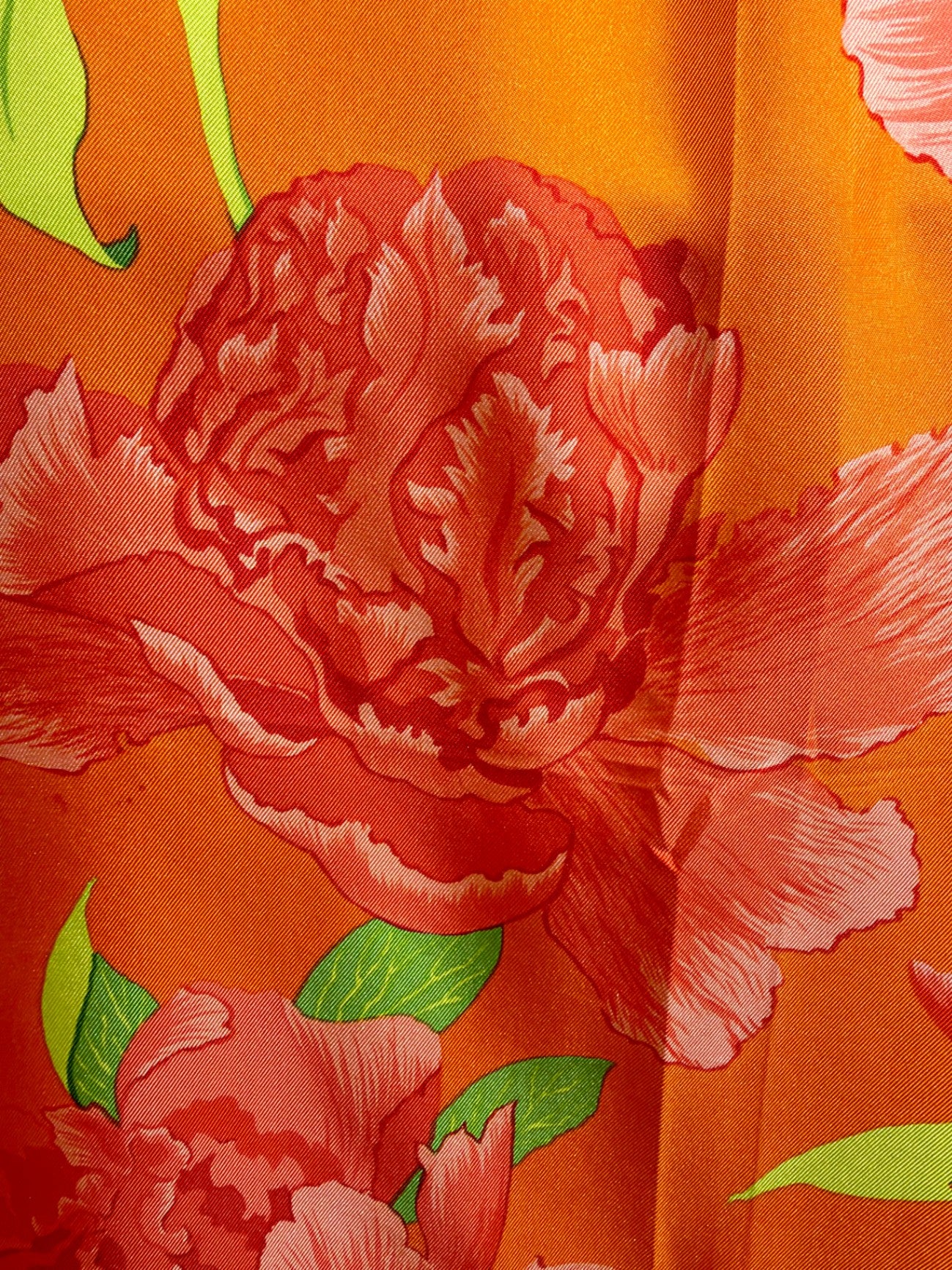 Hermès Orange, Rot, Grün 90x90 Seide