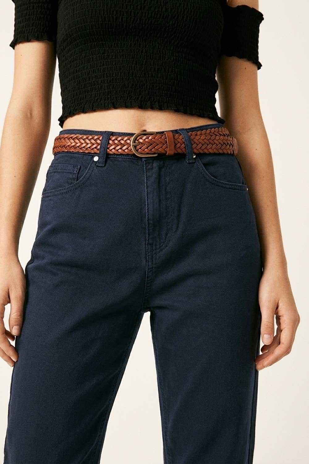 Bequeme Stretch-Jeans mit Barrel-Leg in Marineblau: MARINEBLAU / M